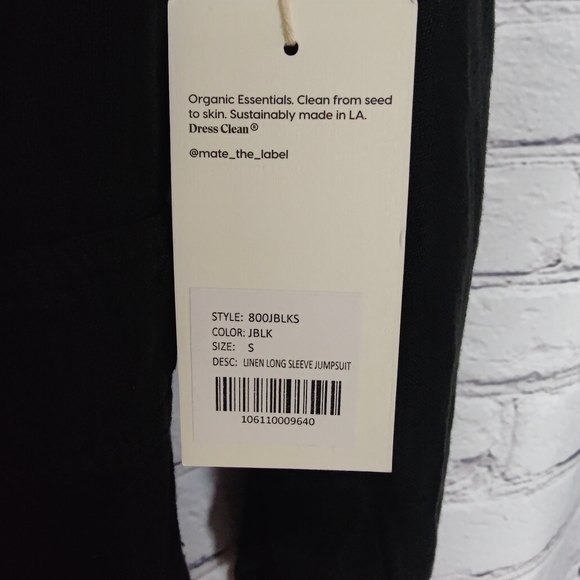 MATE the Label Black Linen Long Sleeve Jumpsuit Small NWT $248 - Picture 6 of 11